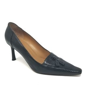 ANNE KLEIN Textured Leather Heel with Tassels